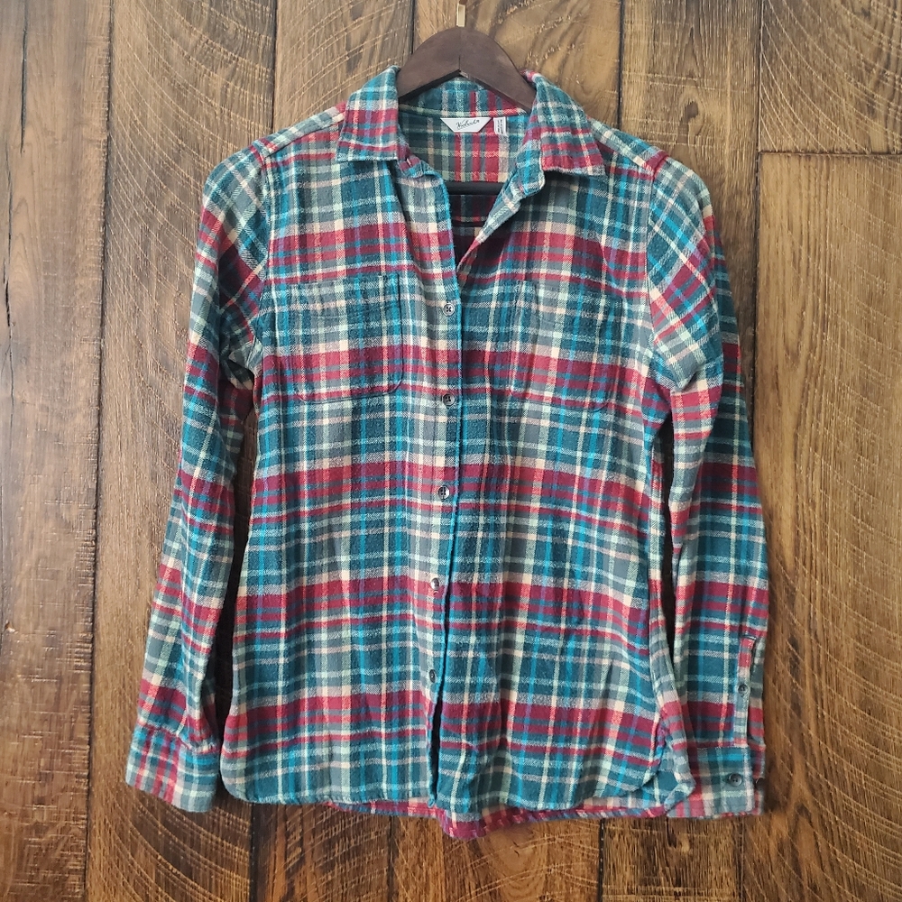 Woolrich Small Turquoise red plaid flannel